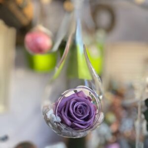 Gota colgante con rosa preservada